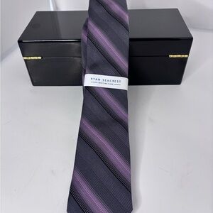 Ryan Seacrest Distinction Purple and Black Lombardy Stripe Tie